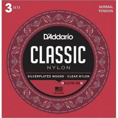 DADDARIO EJ27N-3D KLASİK GİTAR TEL SETİ, 4/4, 3LÜ PAKET, NORMAL TENSION