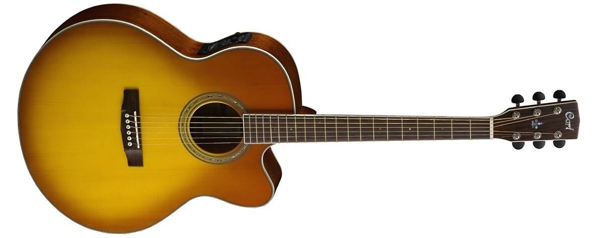 CORT CJ5X-HBS ELEKTRO AKUSTİK GİTAR, JUMBO CUTAWAY, HONEY BURST