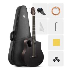 Donner RISING-G1 Carbon Fiber Akustik Gitar Seti (Mat Siyah)