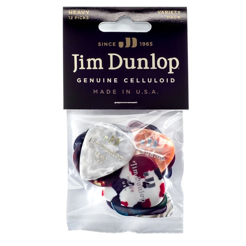 Jim Dunlop PVP107 Celluloid Heavy Pick Variety 12'li Paket Pena