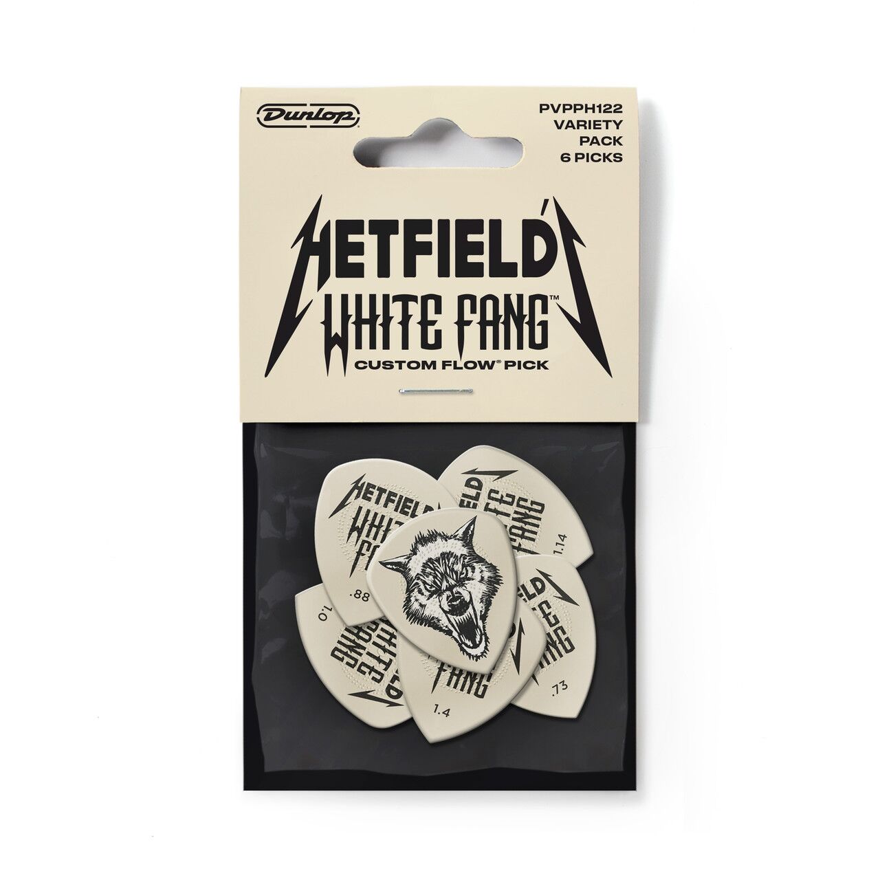 Jim Dunlop PVPPH122 Hetfield's White Fang Custom 6'lı Paket Pena