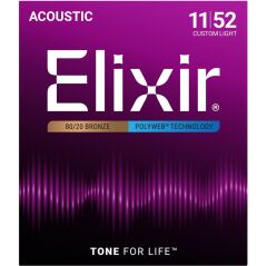 Elixir 11025 Polyweb Bronze Custom Light Akustik Gitar Teli (.011-.052)