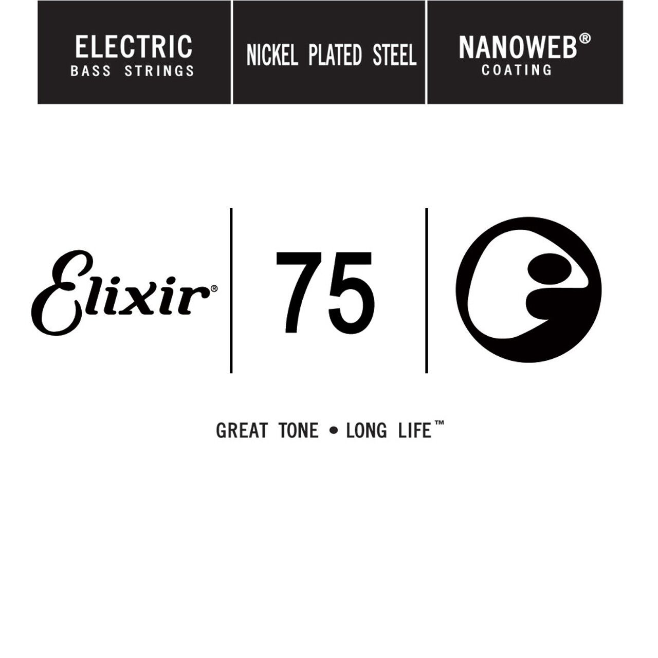 Elixir NANOWEB Coating Long Scale Tek Bas Gitar Teki (.075)