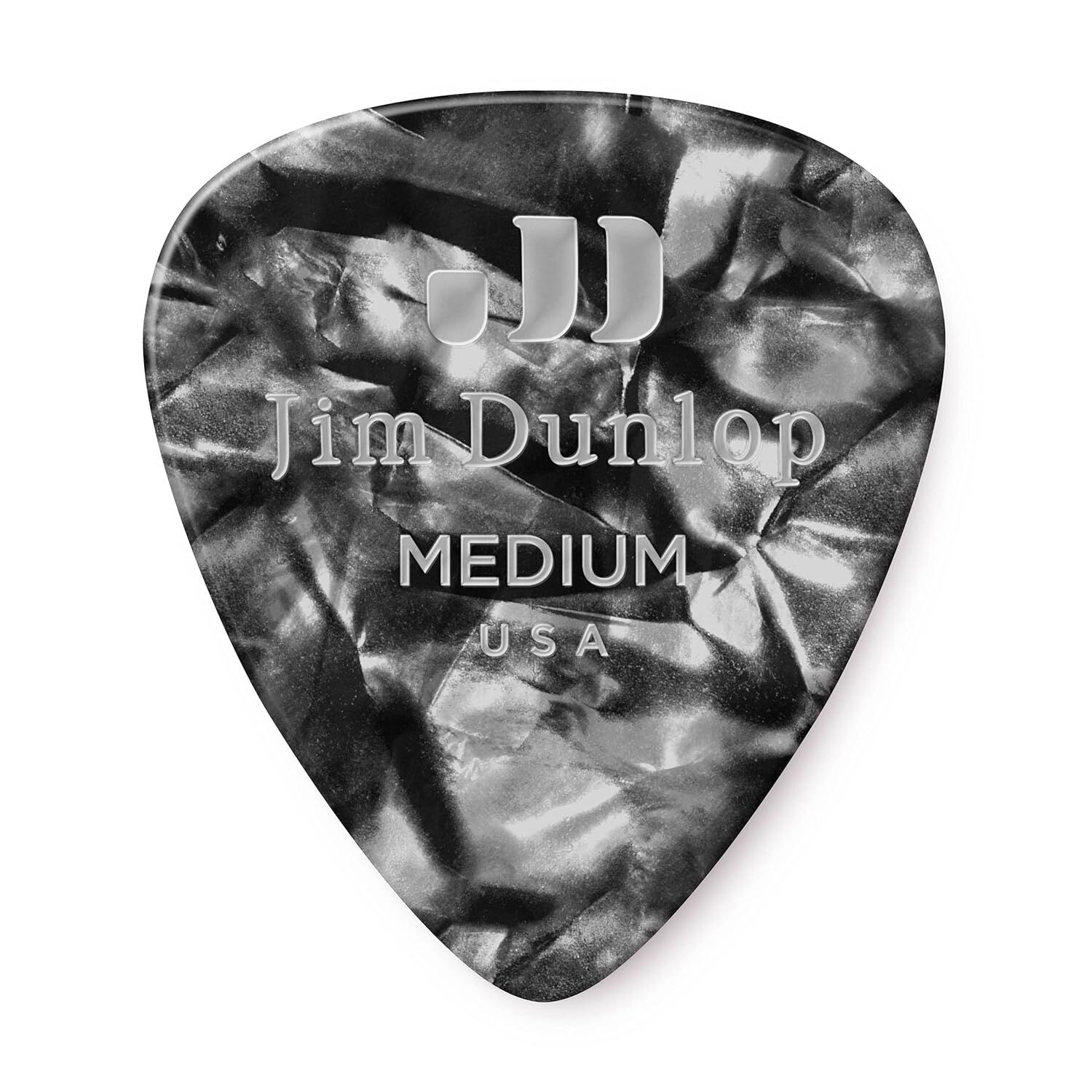 Jim Dunlop 483R02MD Genuine Celluloid Black Pearloid Pena (Medium)