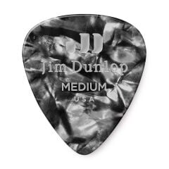 Jim Dunlop 483R02MD Genuine Celluloid Black Pearloid Pena (Medium)
