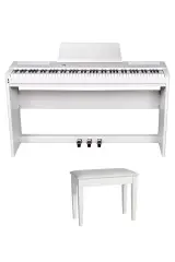 Valler S8 88 Tuşlu Dijital Piyano Portable Stage Beyaz Gülağacı ( Stand + Tabure + Kulaklık)