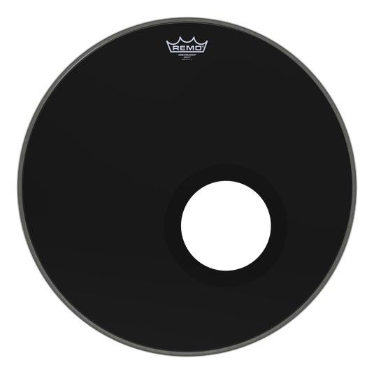 REMO ES-1022-00-DM 22 inç AMBASSADOR® EBONY Delikli Bas Davul Derisi