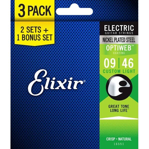 Elixir 16551 Optiweb Coating Nickel Plated Steel 3'lü Elektro Gitar Teli (9-46)