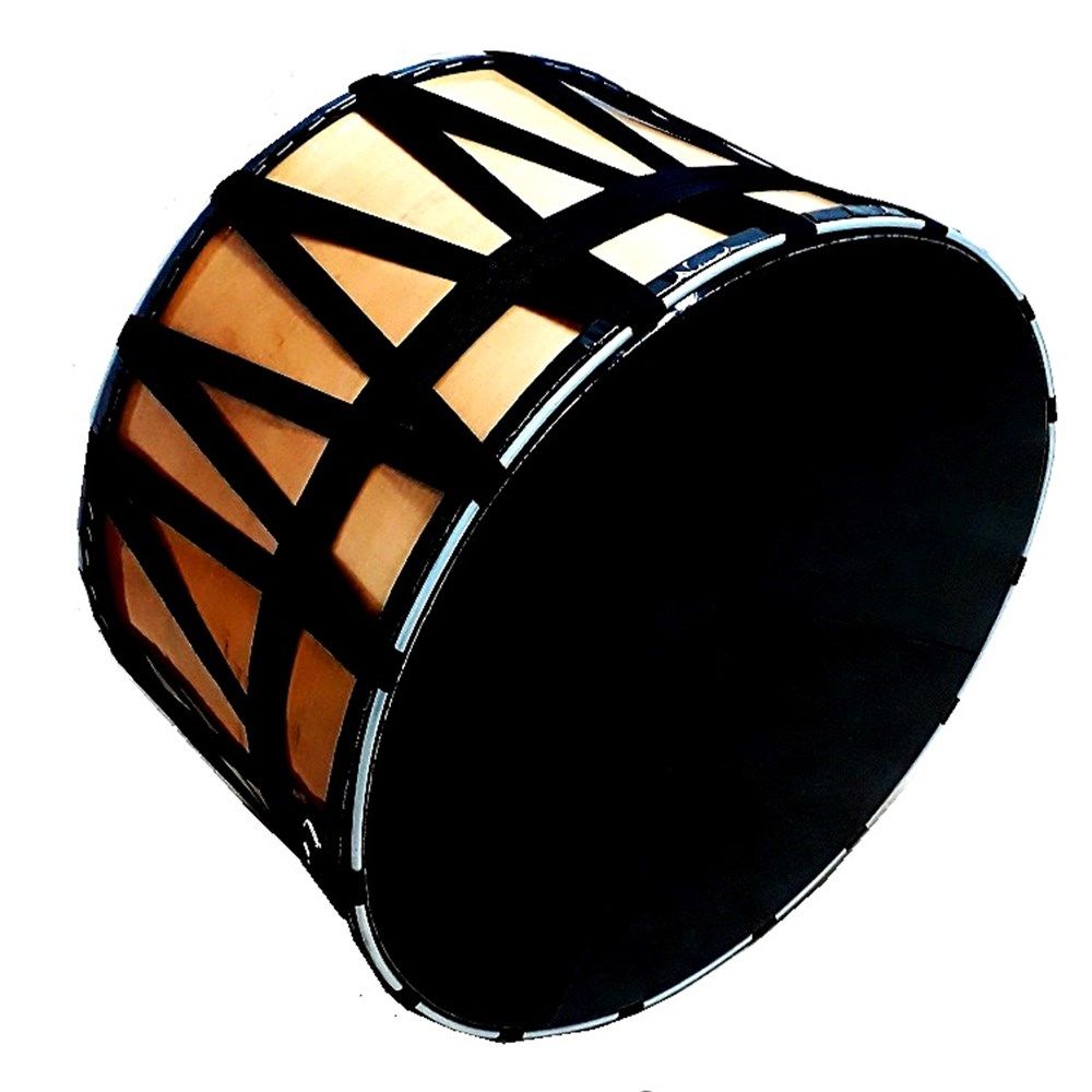 Ceviz Ağacı Asma Davul,Folklör Davulu 51cm Siyah Deri