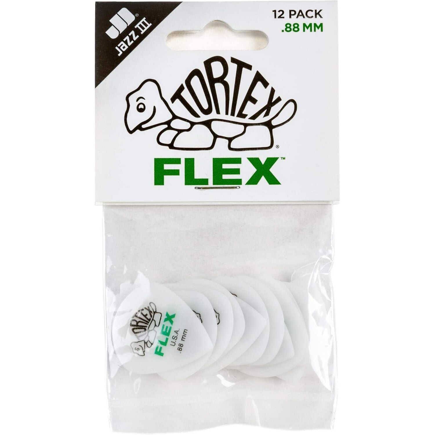 Jim Dunlop 468P088 Tortex Flex Jazz III 12'li Paket Pena (0.88 mm)