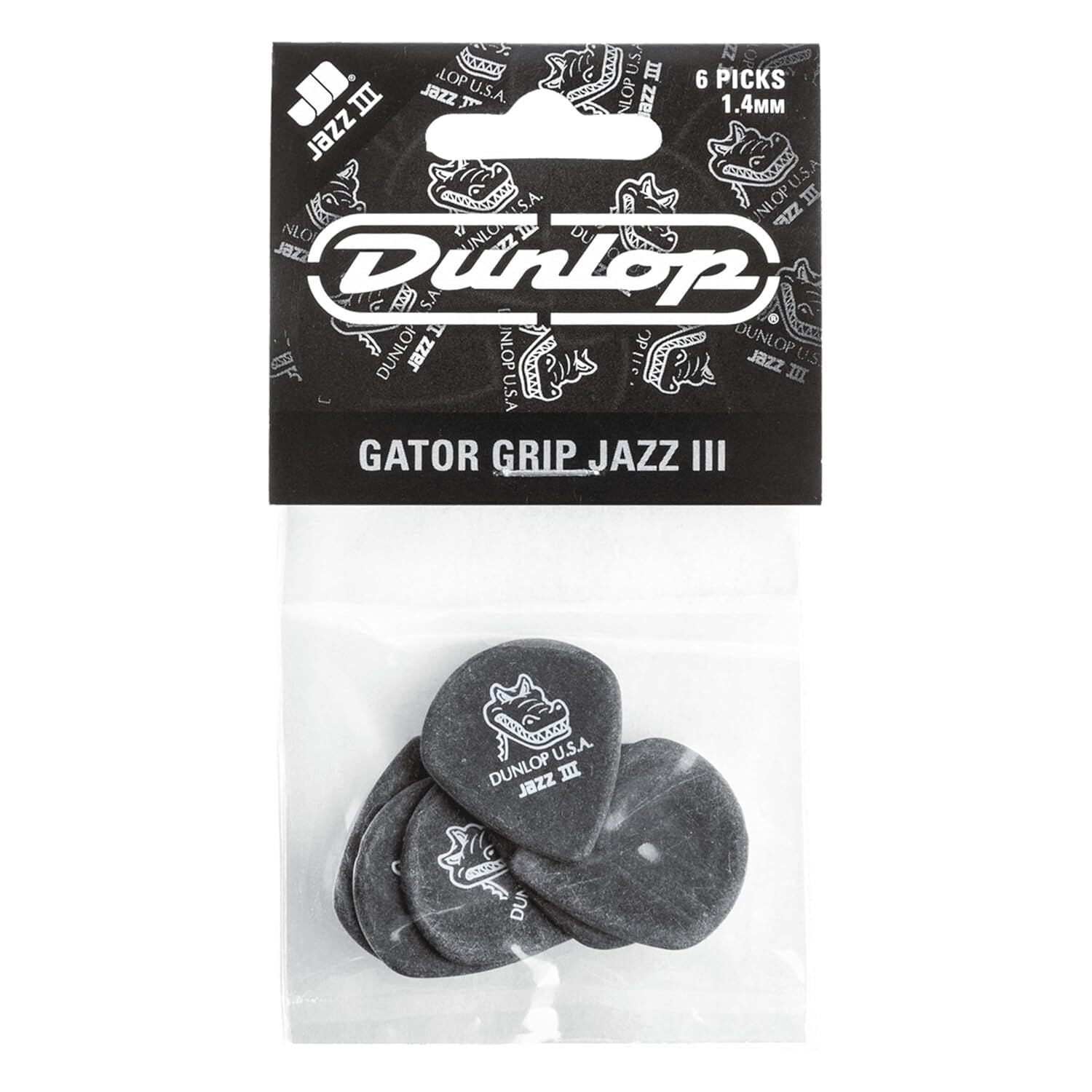 Jim Dunlop 571P140 Gator Grip Jazz III 6'lı Paket Pena
