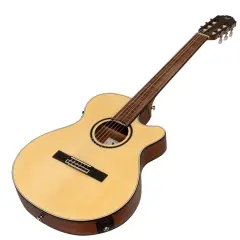 Valler VGX305 Naturel Cutaway İnce Kasa Perdesiz Elektro Klasik Gitar