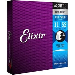 Elixir 11025 Polyweb Bronze Custom Light Akustik Gitar Teli (.011-.052)