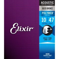 Elixir 11000 Polyweb Bronze  Extra Light Akustik Gitar Teli (.010-.047)