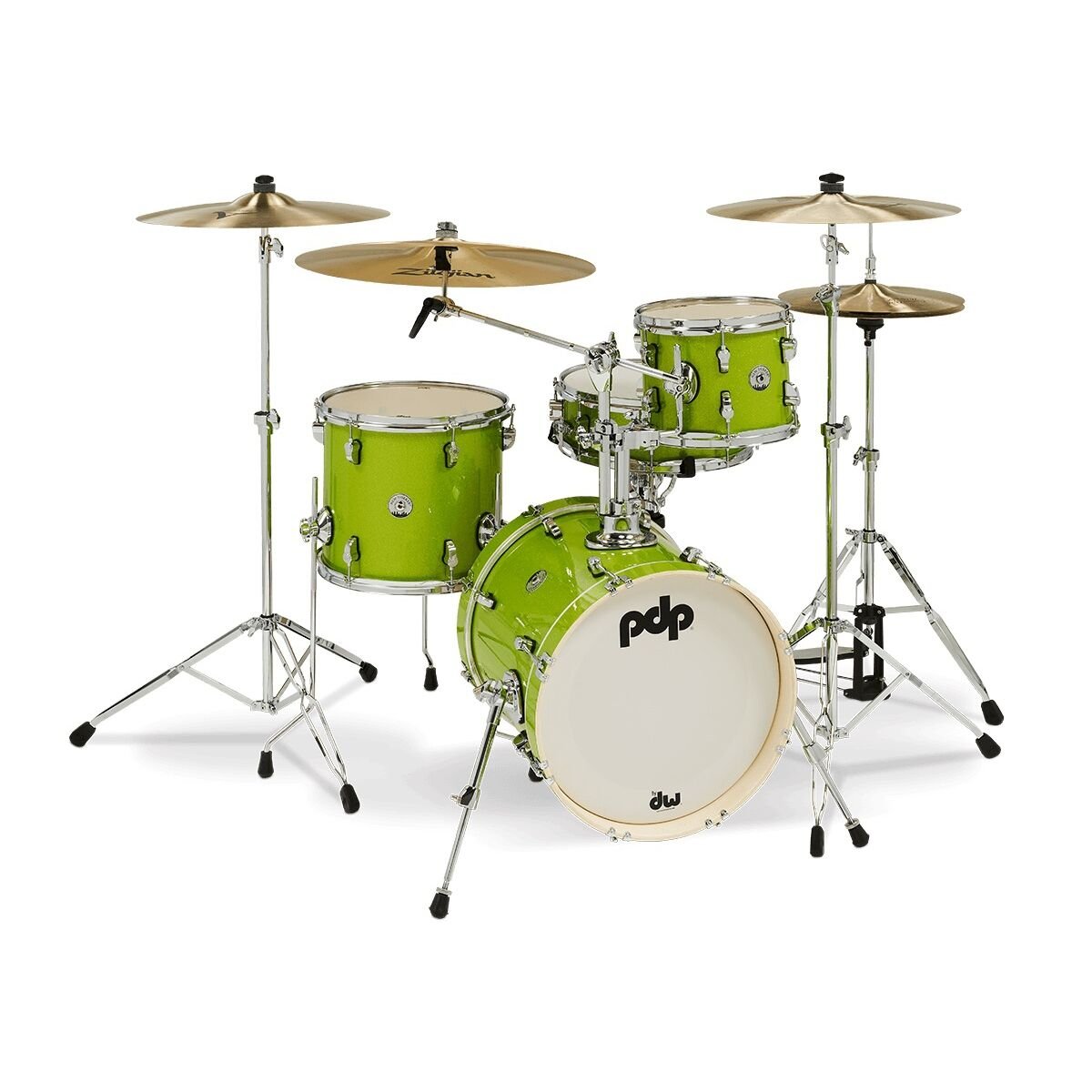 PDP Drums New Yorker 4-Parça Akustik Davul (Electric Green Sparkle)