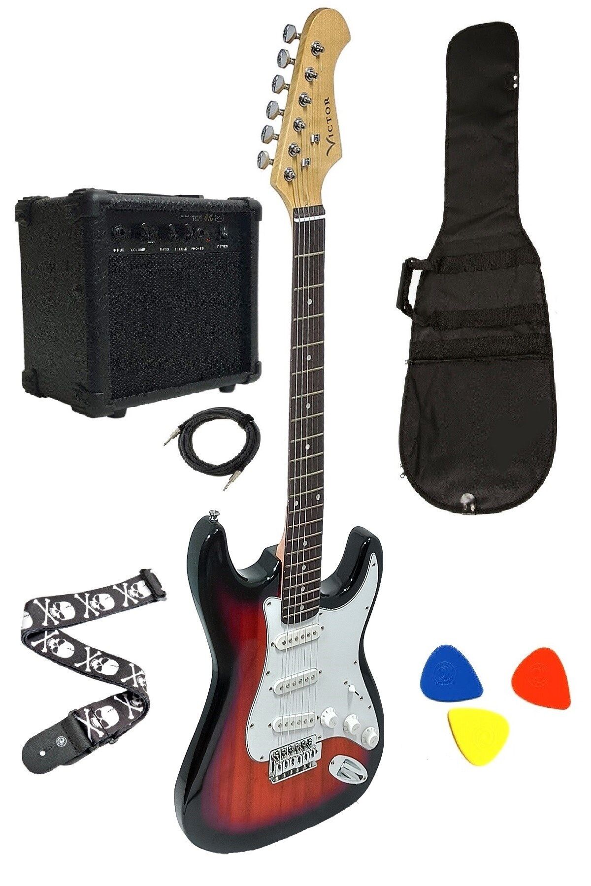 Victor WRDST1 Elektro Gitar Seti ( Kırmızı Gün Batımı )