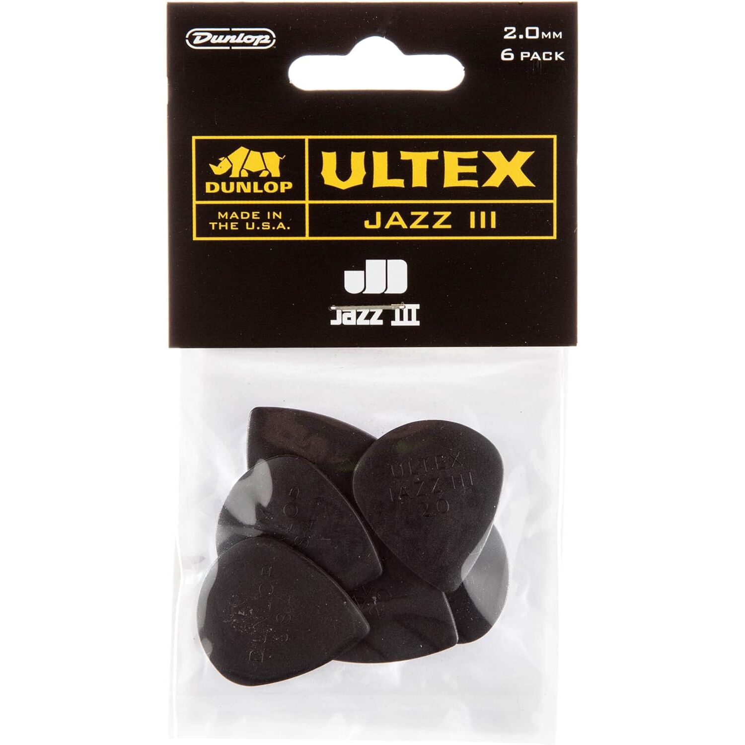 Jim Dunlop 427P2.0 Ultex Jazz III 6'lı Paket Pena (2.00 mm)