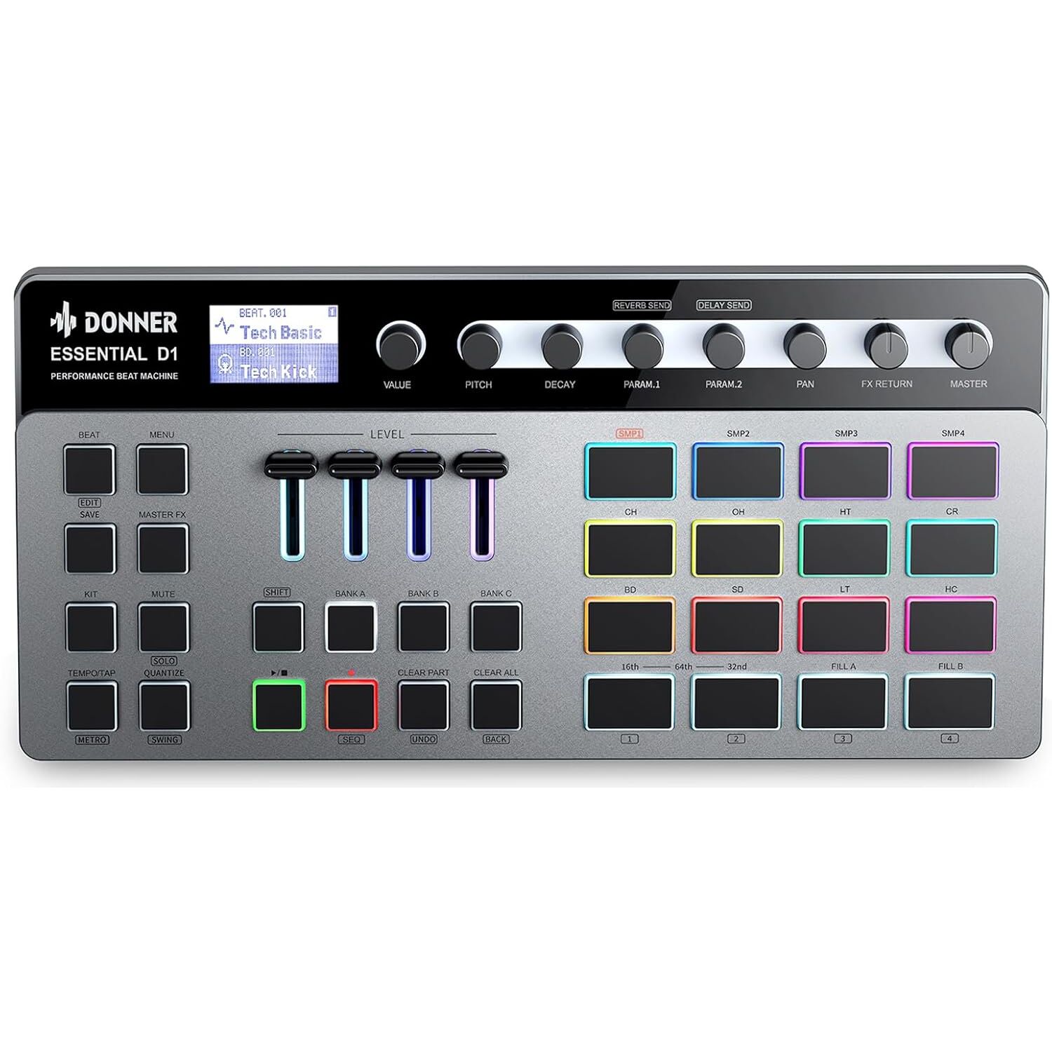 Donner Essential D1 Performance Beat Machine, Step Sequencer& Finger Drum Machine