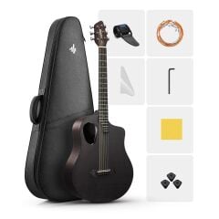 Donner RISING-G1 Carbon Fiber Akustik Gitar Seti (Parlak Siyah)
