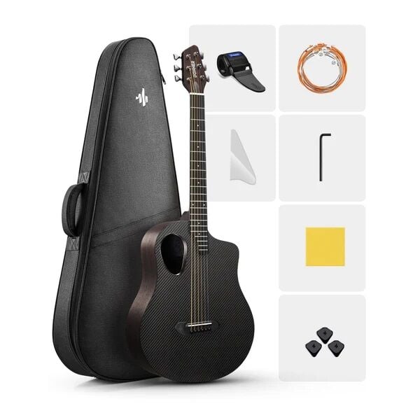 Donner RISING-G1 Carbon Fiber Akustik Gitar Seti (Mat Kahverengi)