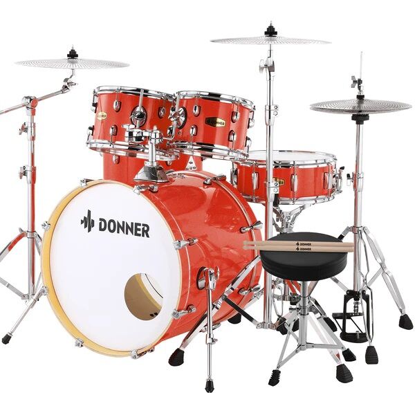 Donner DDS-520 5-Parça 22'' Akustik Davul (Kırmızı)