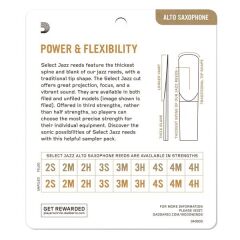 D'Addario Woodwinds Select Jazz Alto Saksafon Kamışı - Sampler Pack 3S/3M