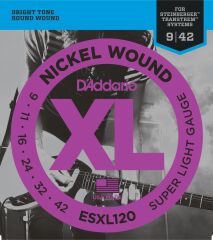 DADDARIO ESXL120 ELEKTRO GİTAR TEL SETİ, XL, 09-42, SUPER LIGHT DOUBLE BALL