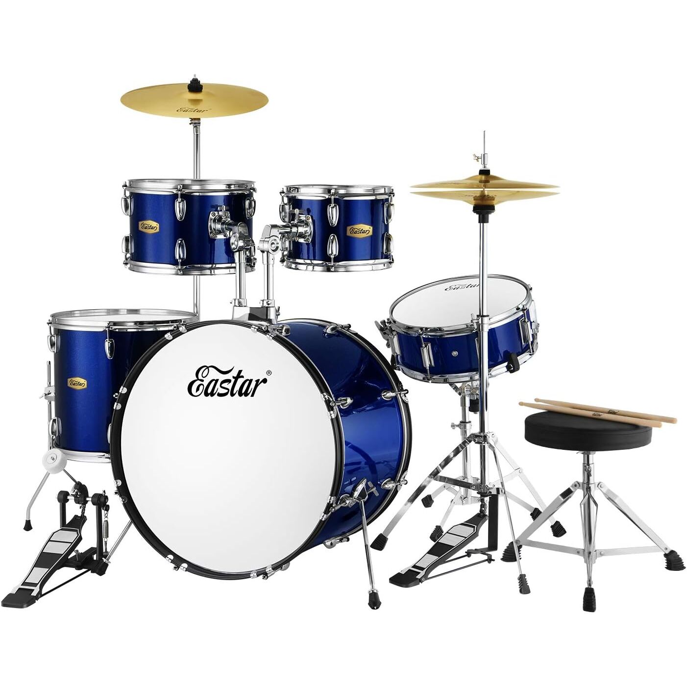 Eastar EDS-480MBE 22'' 5-Parça Akustik Davul (Metallic Blue)