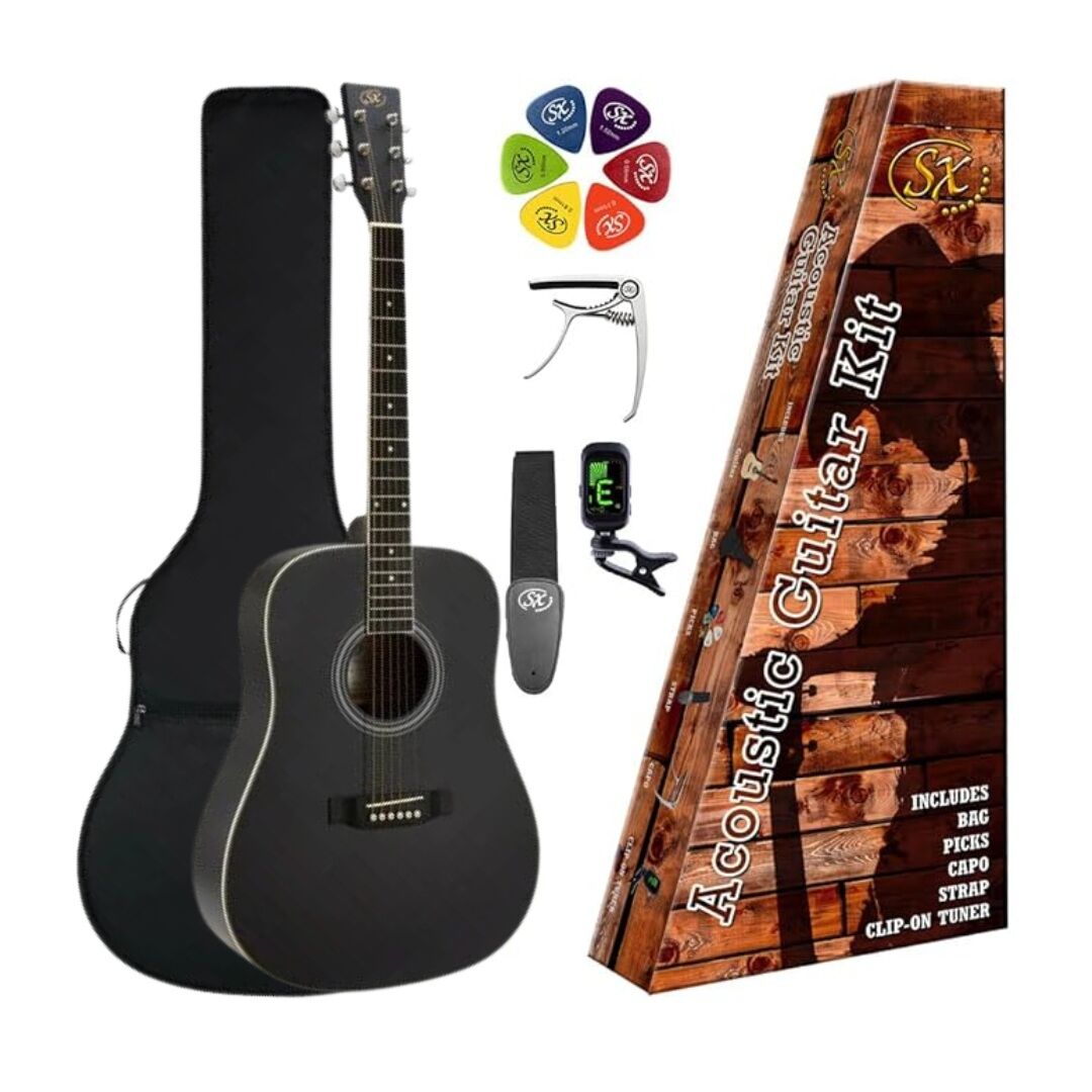 SX SD104KBK Akustik Gitar Seti (Siyah)