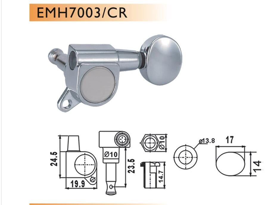 VALENCIA EMH7003CRR6 ELEKTRO GİTAR BURGUSU, 6'LI SET, SAĞ, KROM, YUVARLAK