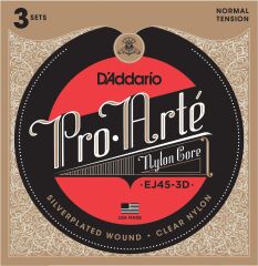 DADDARIO EJ45-3D PRO-ARTE KLASİK GİTAR TEL SETİ, 3'LÜ PAKET, NORMAL TENSION